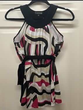 Rampage Multicolor Abstract Top with Black Belt